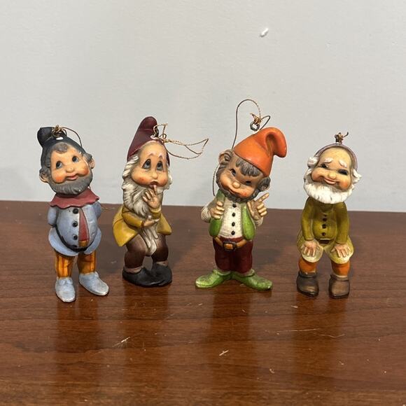Unbranded Other - LOT 4 BRADFORD COLLECTION GNOME ELF CHRISTMAS ORNAMENTS Vintage Hong Kong